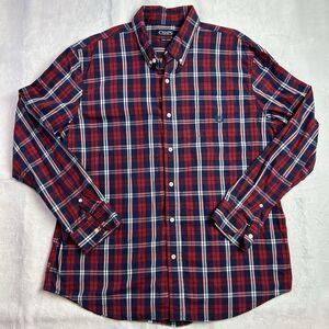 Men's Chaps Ralph Lauren Easy Care Red/Navy button down casual dress shirt 2XL